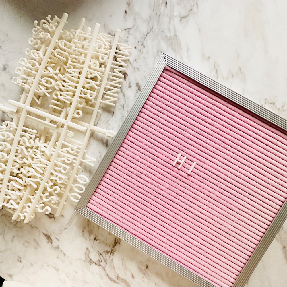 Pink Square Felt Letter Board by Threepotatofour